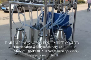 Electric Mobile Milking Unit Double Bucket Milking Machine With 2.2 Kw Motor