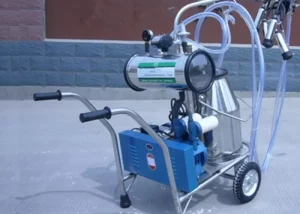 220V Removable Aluminum Bucket Mobile Milking Machine For Cow / Goat / Sheep