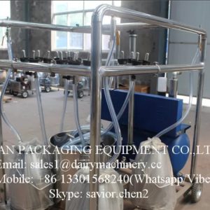 Blue Cow Dairy Mobile Milking Machine Equipment With 4 Buckets_1