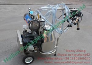 Stainless Steel Gasoline Type Mobile Milking Machines for Dairy Farms_2